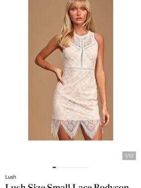 Lush Blush Lace High-Neck Bodycon Mini Dress